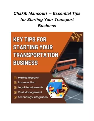 Navigate Success: Chakib Mansouri on Transport Business Essentials