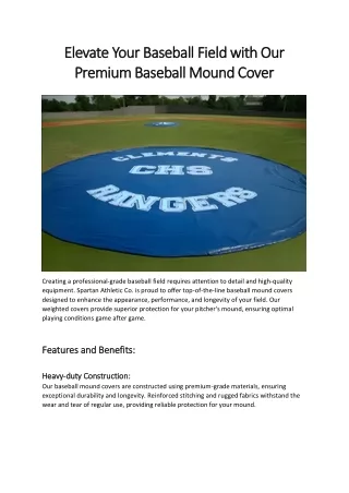 Elevate Your Baseball Field with Our Premium Baseball Mound Cover