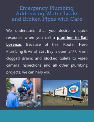 Emergency Plumbing Addressing Water Leaks and Broken Pipes with Care