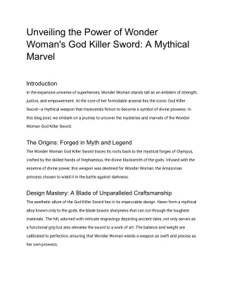 Unveiling the Power of Wonder Woman's God Killer Sword_ A Mythical Marvel