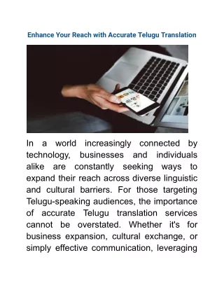 Expand Your Reach with Flawless Telugu Translation