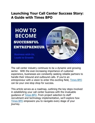 Launching Your Call Center Success Story: A Guide with Times BPO