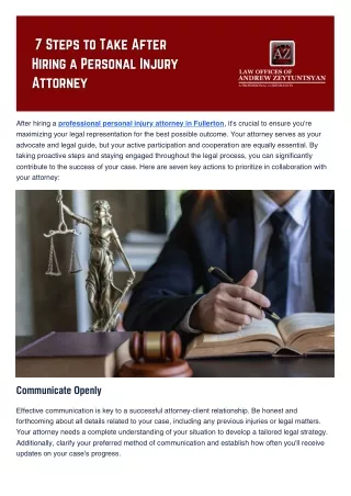 7 Steps to Take After Hiring a Personal Injury Attorney