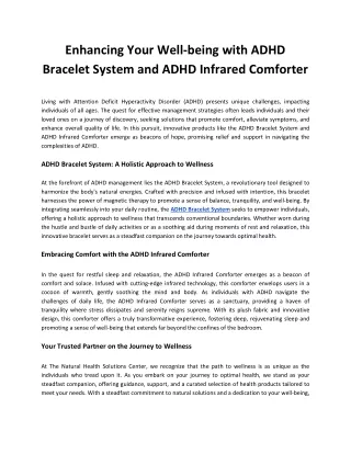 Enhancing Your Well-being with ADHD Bracelet System and ADHD Infrared Comforter