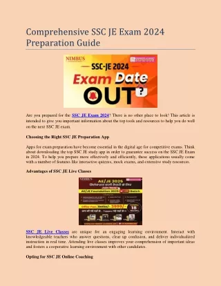 Comprehensive SSC JE Exam 2024 Preparation Guide