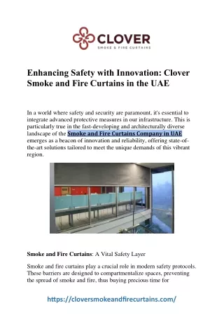 Safeguarding Spaces: Smoke and Fire Curtains Company in UAE