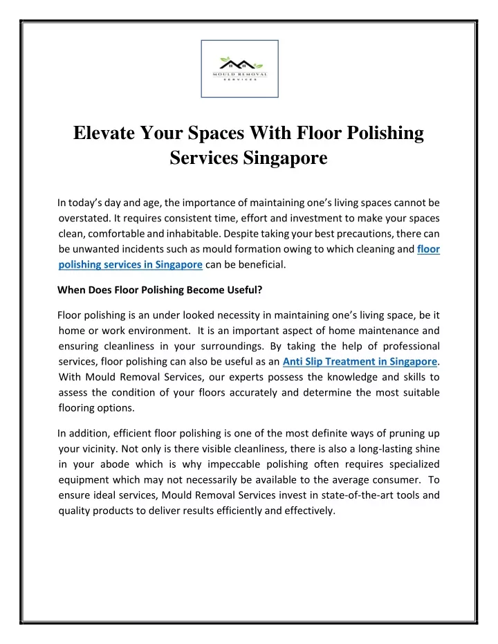 elevate your spaces with floor polishing services