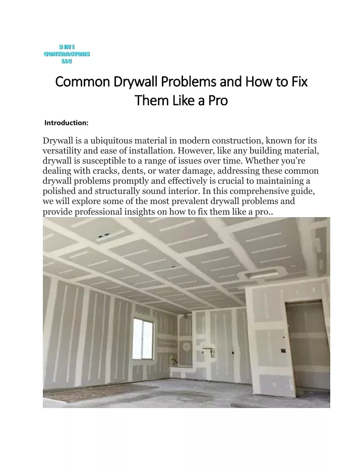common drywall problems and how to fix common