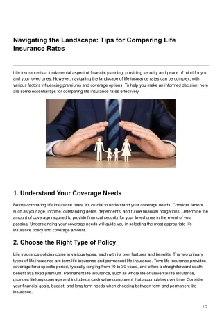 Navigating the Landscape Tips for Comparing Life Insurance Rates