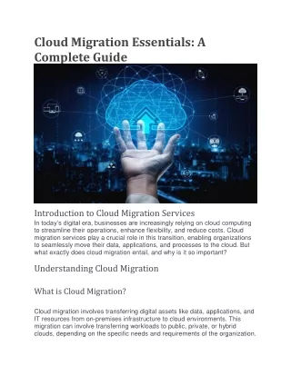 Cloud Migration Essentials: A Complete Guide