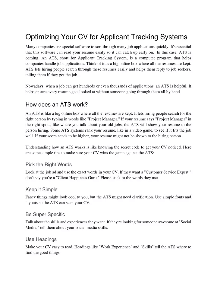 optimizing your cv for applicant tracking systems