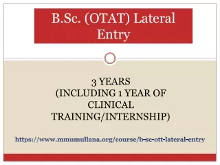 B.Sc. (OTAT) Lateral Entry