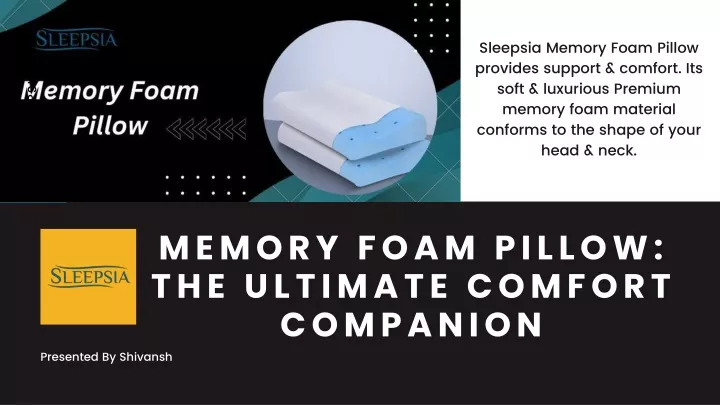 sleepsia memory foam pillow provides support