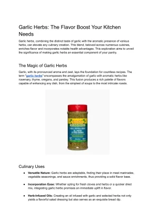 Garlic Herbs_ The Flavor Boost Your Kitchen Needs