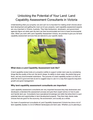 Unlocking the Potential of Your Land_ Land Capability Assessment Consultants in Victoria