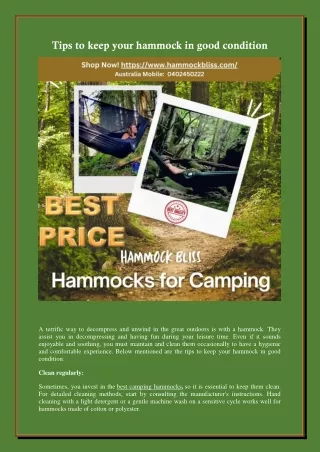 Tips to keep your hammock in good condition