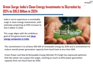 Green Surge India’s Clean Energy Investments to Skyrocket by 83 percent to dollar 17 Billion in 2024
