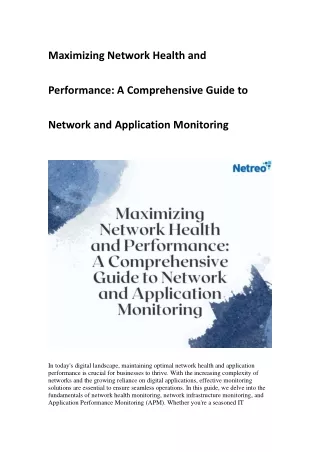 Maximizing Network Health and Performance A Comprehensive Guide to Network and Application Monitoring