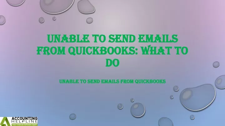unable to send emails from quickbooks what to do