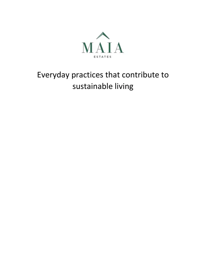 everyday practices that contribute to sustainable