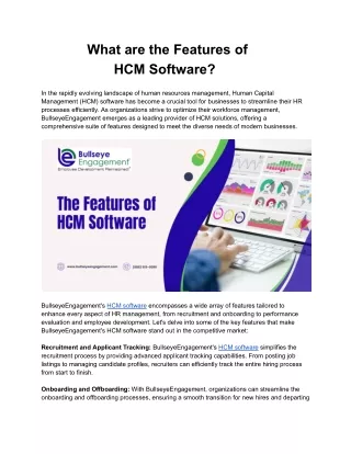 What are the Features of HCM Software