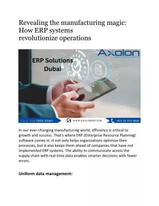 Revealing the manufacturing magic How ERP systems revolutionize operations