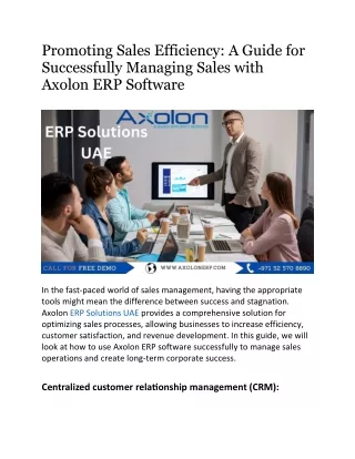 Promoting Sales Efficiency A Guide for Successfully Managing Sales with Axolon ERP Software