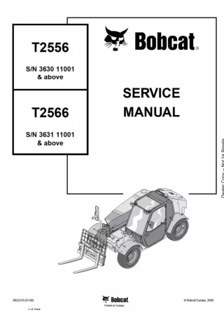 BOBCAT T2556 TELESCOPIC HANDLER Service Repair Manual SN：363011001 and Above