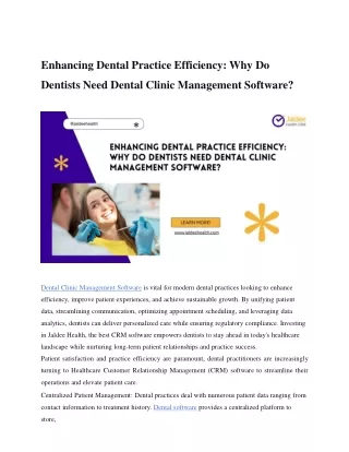 enhancing dental practice efficiency