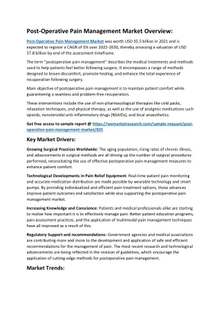post operative pain management market overview