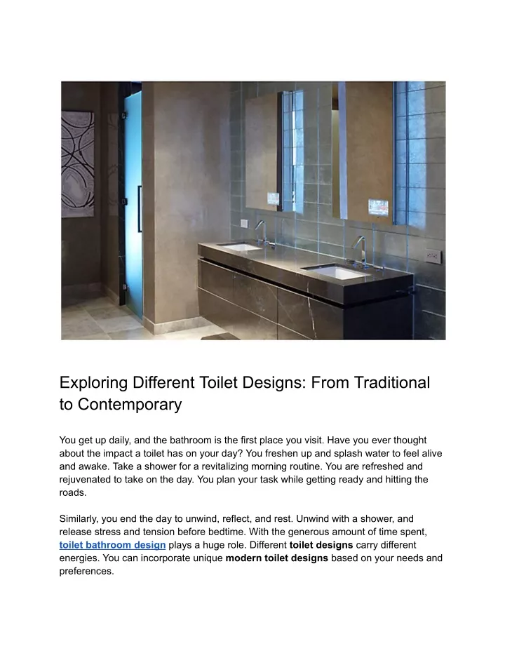 exploring different toilet designs from