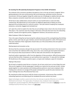 re inventing the hr leadership development