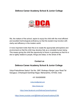 Defence Career Academy School & Junior College