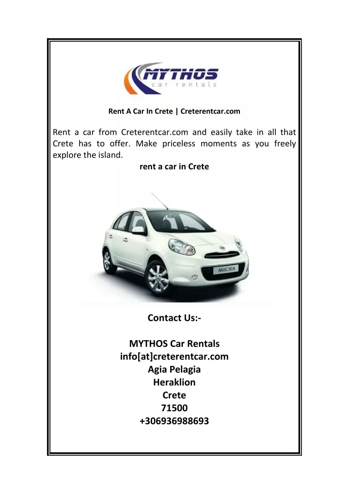 rent a car in crete creterentcar com