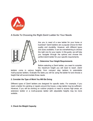 A Guide To Choosing the Right Zamil Ladder for Your Needs