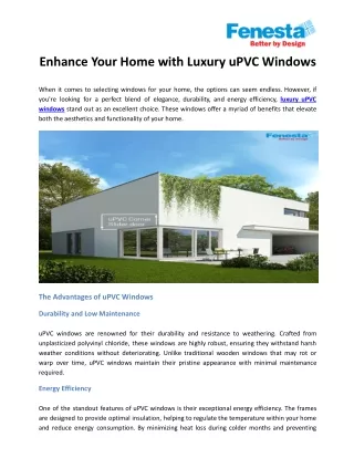 Enhance Your Home with Luxury uPVC Windows