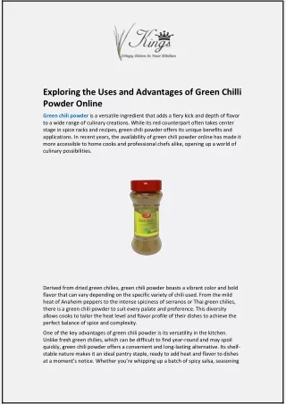 Exploring the Uses and Advantages of Green Chilli Powder Online