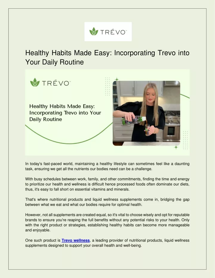 healthy habits made easy incorporating trevo into