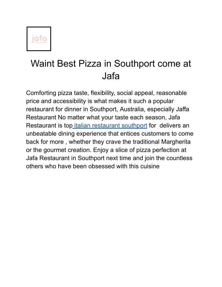 waint best pizza in southport come at jafa