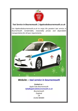 Taxi Service In Bournemouth Applecabsbournemouth.co.uk