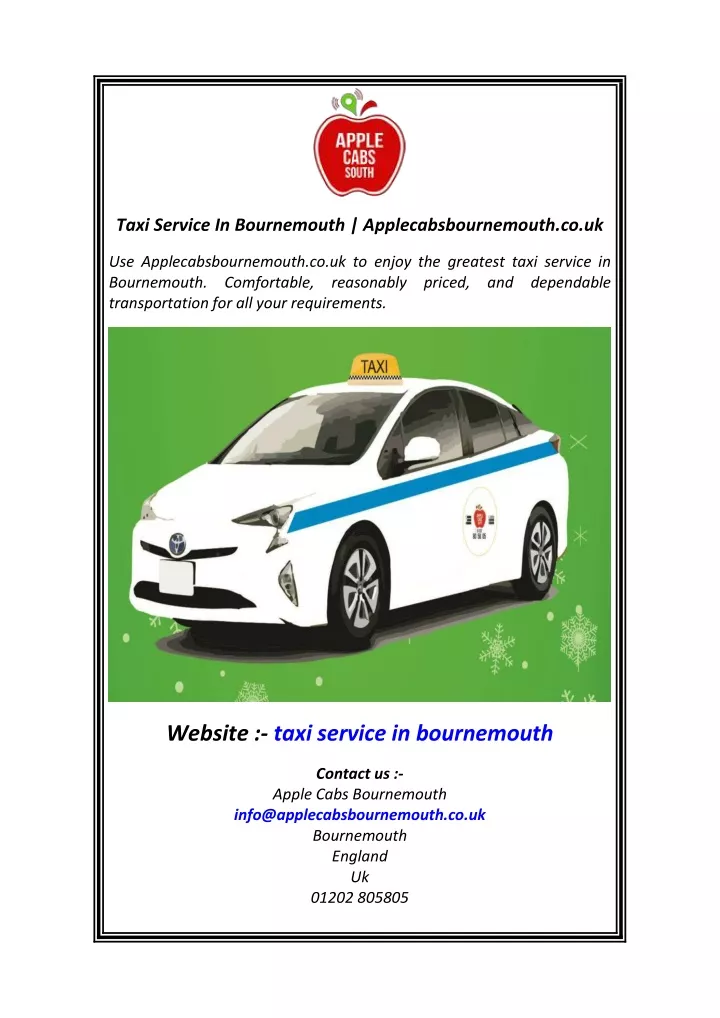 taxi service in bournemouth applecabsbournemouth