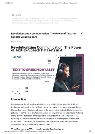 Revolutionizing Communication_ The Power of Text-to-Speech Datasets in AI