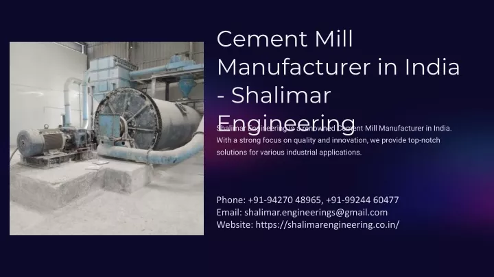 cement mill manufacturer in india shalimar