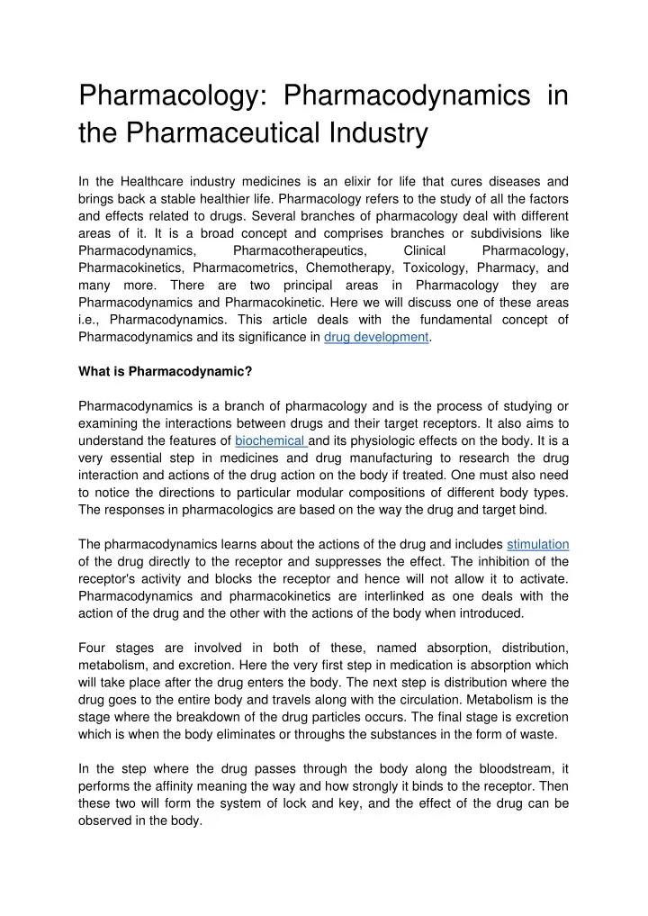 pharmacology pharmacodynamics