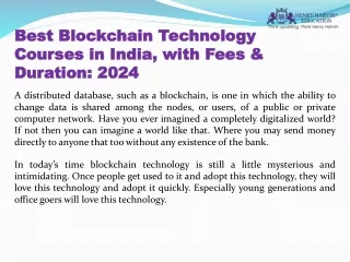 Navigating Blockchain Excellence: Top Certification Training Courses in India