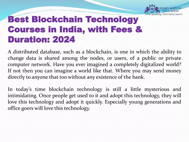 best blockchain technology courses in india with