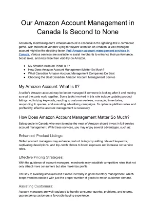Our Amazon Account Management in Canada Is Second to None - Google Docs