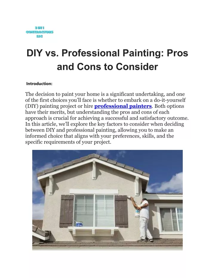 diy vs professional painting pros and cons