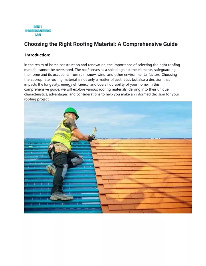 choosing the right roofing material