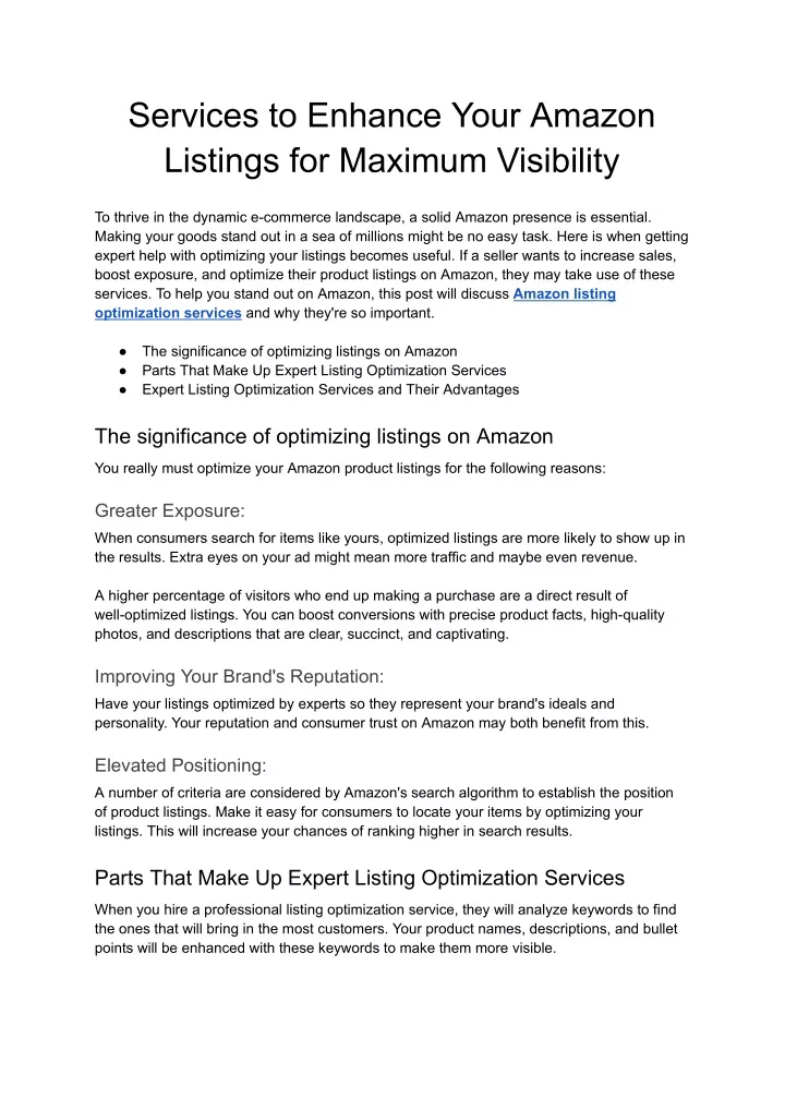 services to enhance your amazon listings